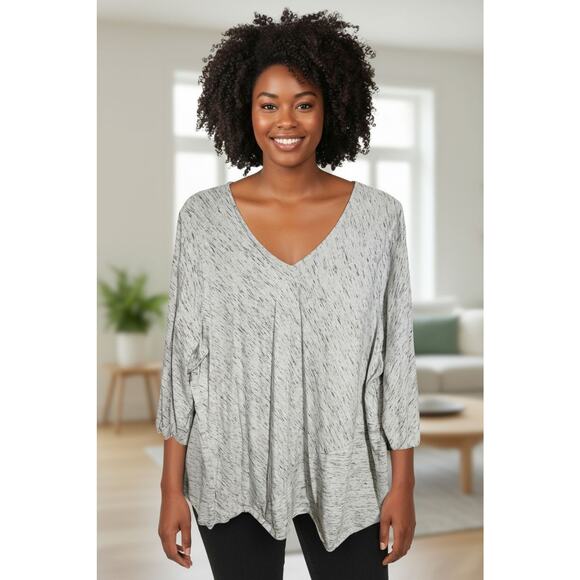 J.Jill PureJill Top Women's 3X Tunic Gray Black White Space Dyed Diagonal Seam - Picture 1 of 6
